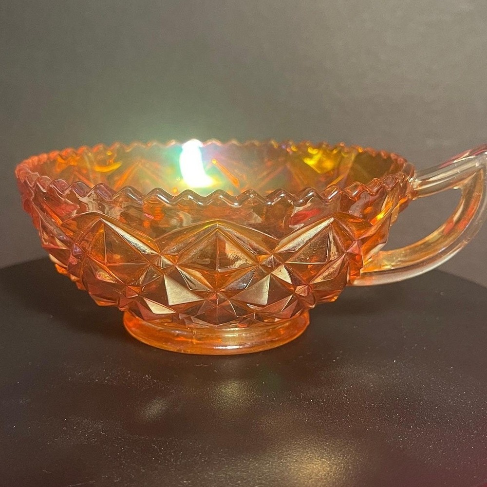Vintage Imperial Carnival Glass Marigold Diamond Block Jam/Jelly Dish Rare  EUC